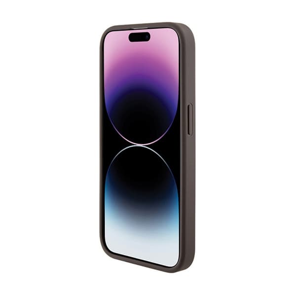Guess Grip Stand 4G Triangle Strass -logo - iPhone 15 Pro -kotelo (ruskea)