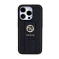 Pikkukuva 3 / 8: Guess Grip Stand 4G Saffiano Strass -logo - iPhone 15 Pro -kotelo (musta)