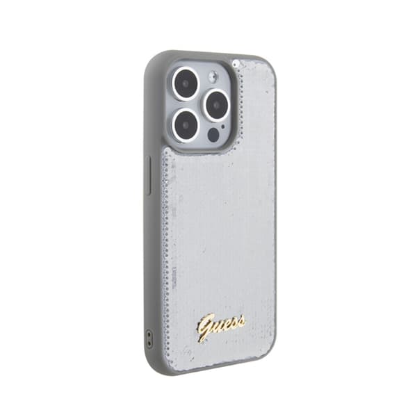 Guess Sequin Script Metal - iPhone 15 Pro -kotelo (hopea)