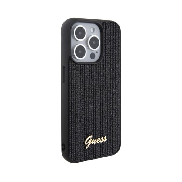 Guess Disco Metal Script - iPhone 15 Pro -kuori (musta)