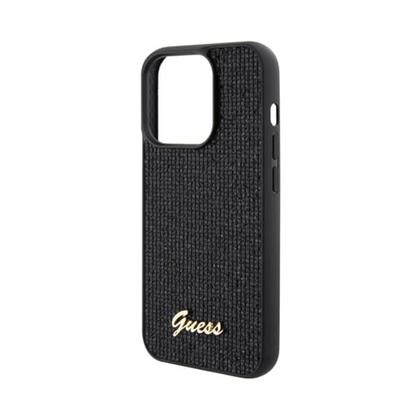 Guess Disco Metal Script - iPhone 15 Pro -kuori (musta)