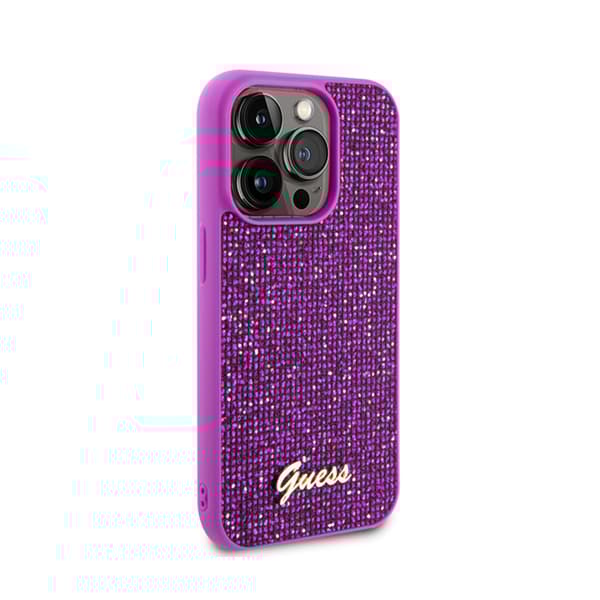 Guess Disco Metal Script - iPhone 15 Pro -kotelo (fuksia)