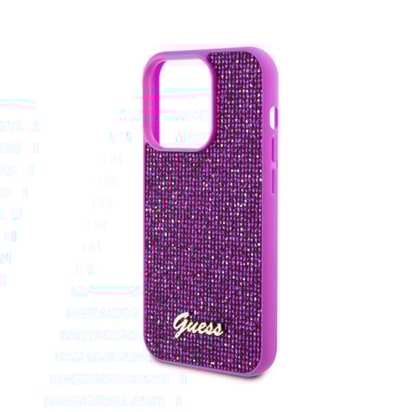 Guess Disco Metal Script - iPhone 15 Pro -kotelo (fuksia)