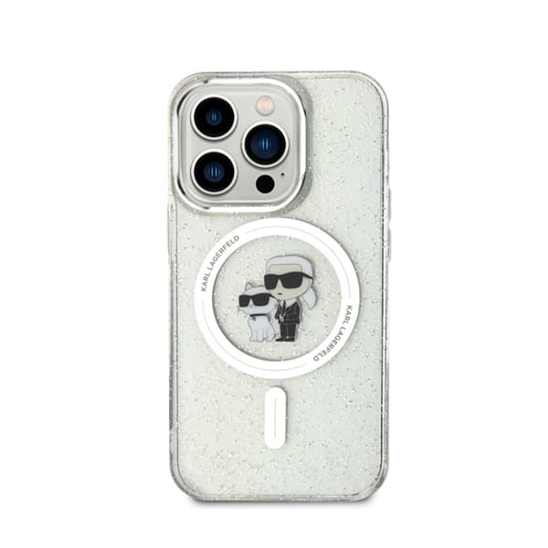 Karl Lagerfeld Karl & Choupette Glitter Magsafe - iPhone 15 Pro -kotelo (läpinäkyvä)