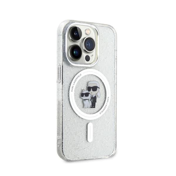 Karl Lagerfeld Karl & Choupette Glitter Magsafe - iPhone 15 Pro -kotelo (läpinäkyvä)