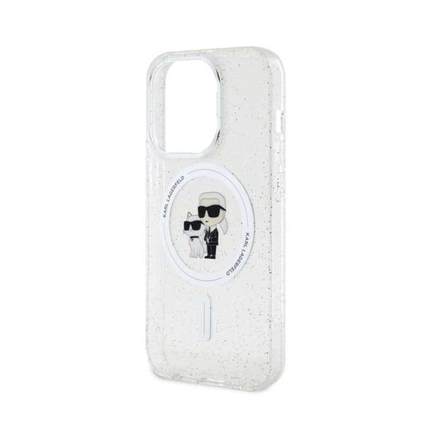 Karl Lagerfeld Karl & Choupette Glitter Magsafe - iPhone 15 Pro -kotelo (läpinäkyvä)