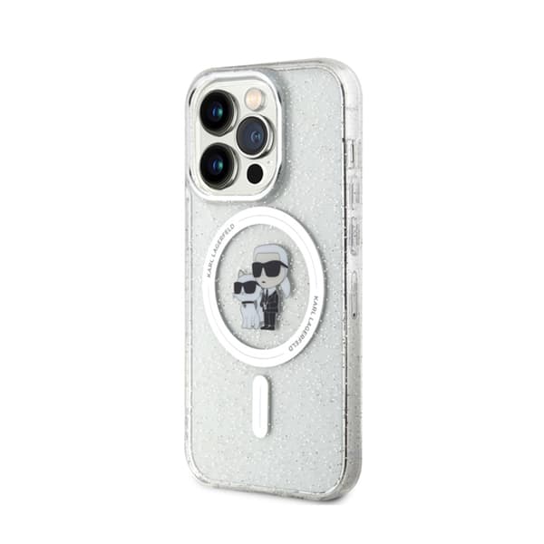 Karl Lagerfeld Karl & Choupette Glitter Magsafe - iPhone 15 Pro -kotelo (läpinäkyvä)