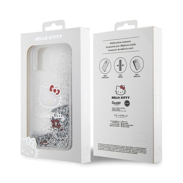 Hello Kitty Liquid Glitter Charms Kitty Head - iPhone 14 -kotelo (hopea)