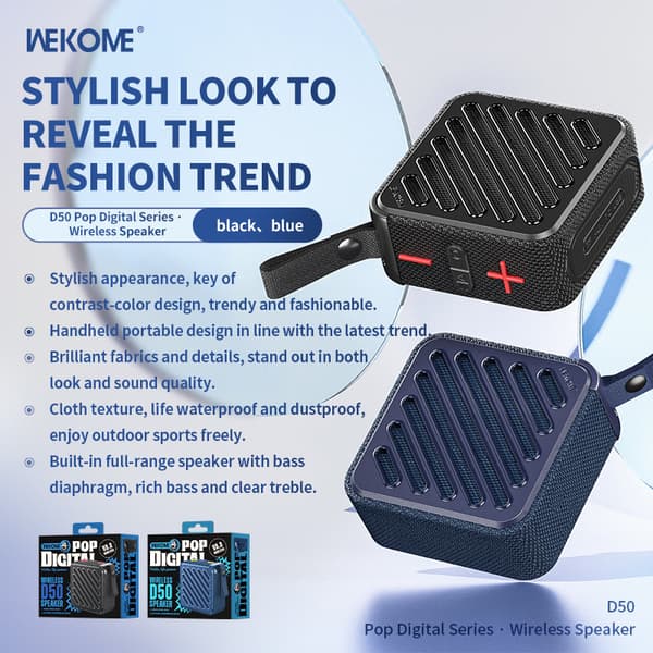 WEKOME D50 Pop Digital Series - Kannettava langaton Bluetooth-kaiutin V5.2 (musta)