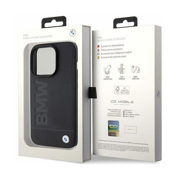 BMW Leather Hot Stamp - iPhone 15 Pro-fodral (svart)