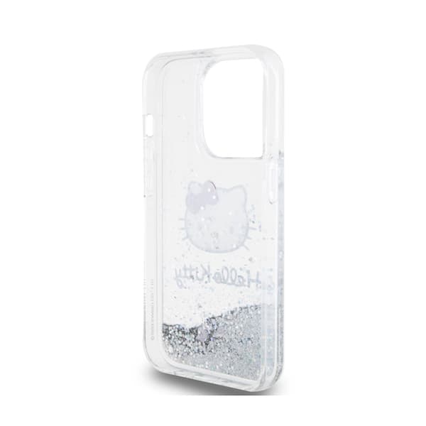 Hello Kitty Liquid Glitter Charms Kitty Head - iPhone 15 Pro etui (sølv)
