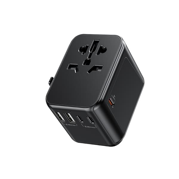WEKOME WP-U03 Pop Digital Series - Oplader / Rejseadapter EU / UK / US / AU + 3x USB-C & 2x USB-A 30W (sort)