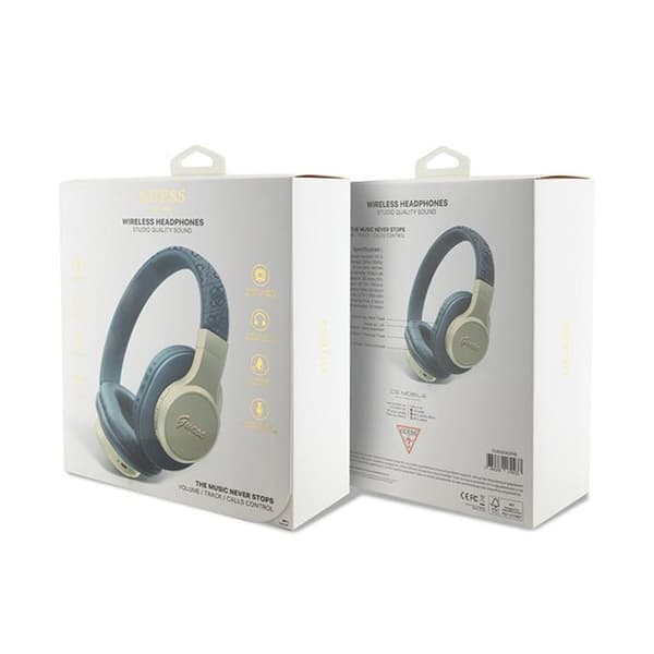 Guess 4G Script Metal -logo – langattomat Bluetooth V5.3 on-ear -kuulokkeet (sininen)