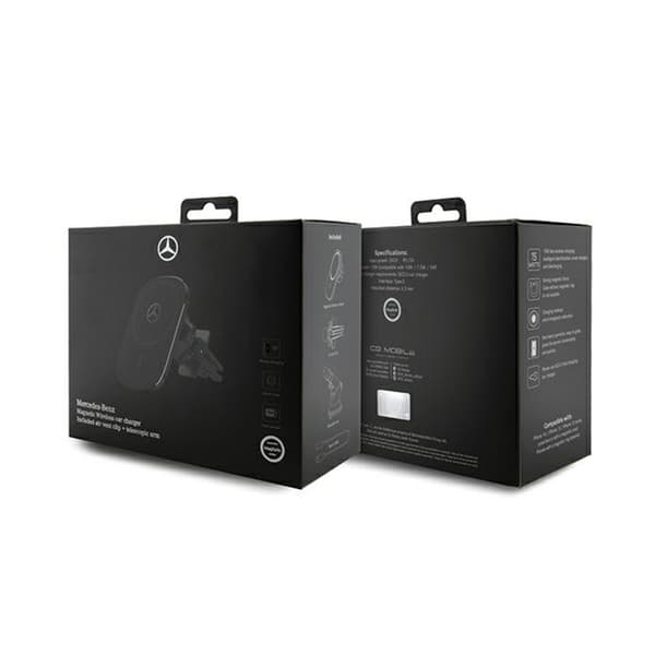 Mercedes Silver Star MagSafe - Magnetisk bilholder med trådløs opladning 15W (sort)