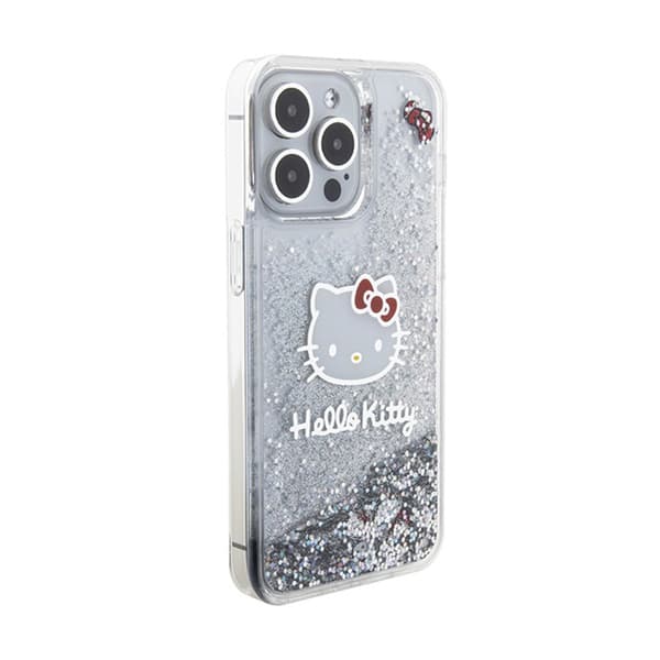 Hello Kitty Liquid Glitter Charms Kitty Head - iPhone 15 Pro Max-fodral (silver)