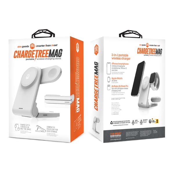 STM ChargeTree MAG - 3i1 mobil trådløs oplader med MagSafe (hvid)