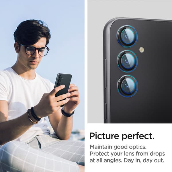 Spigen Optik.TR EZ Fit Camera Lens Protector 2-Pack - Glaslins Protector för Samsung Galaxy S23 FE (2 st) (Svart)