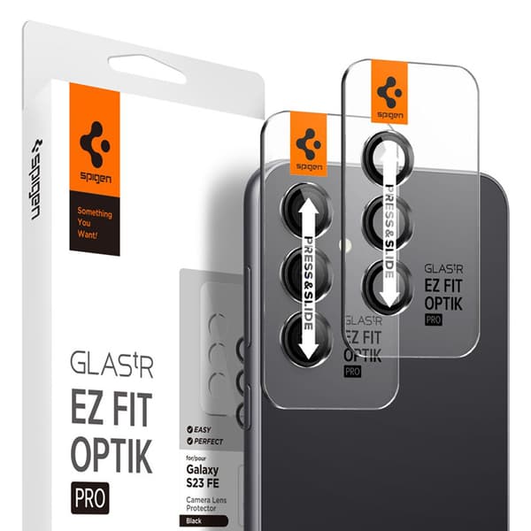 Spigen Optik.TR EZ Fit Camera Lens Protector 2-Pack - Glaslins Protector för Samsung Galaxy S23 FE (2 st) (Svart)