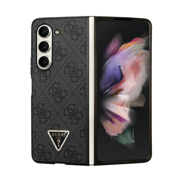 Guess Leather 4G Diamond Triangle - Samsung Z Fold 5 -kotelo (musta)