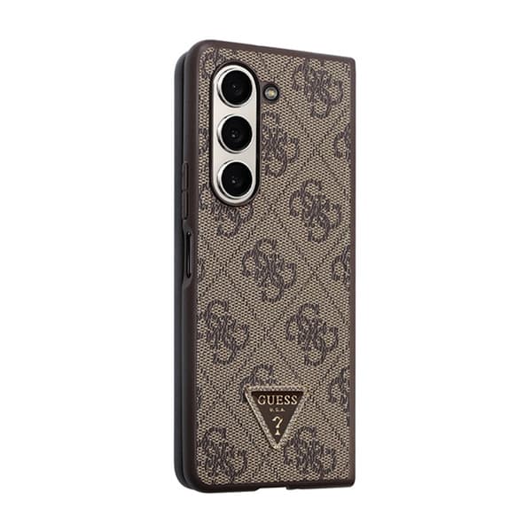 Guess Leather 4G Triangle Strass - Samsung Z Fold 5 -kotelo (ruskea)
