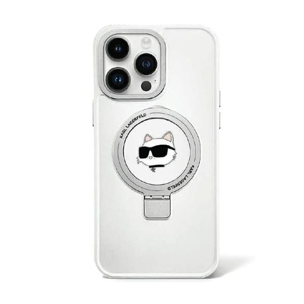 Karl Lagerfeld Sormusteline Choupette Head MagSafe - iPhone 15 Plus -kotelo (valkoinen)