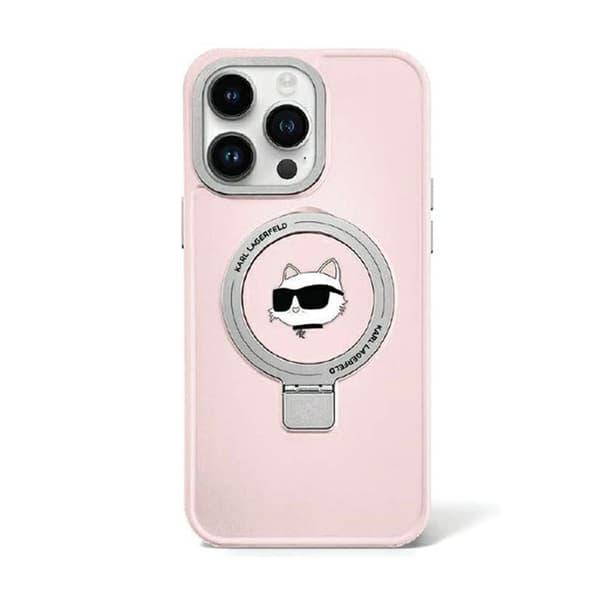 Karl Lagerfeld Sormusteline Choupette Head MagSafe - iPhone 15 Pro -kotelo (vaaleanpunainen)