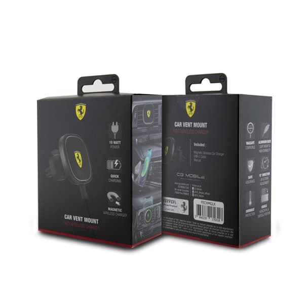 Ferrari MagSafe Collection - Magnetisk bilholder med 15W trådløs opladning (sort)