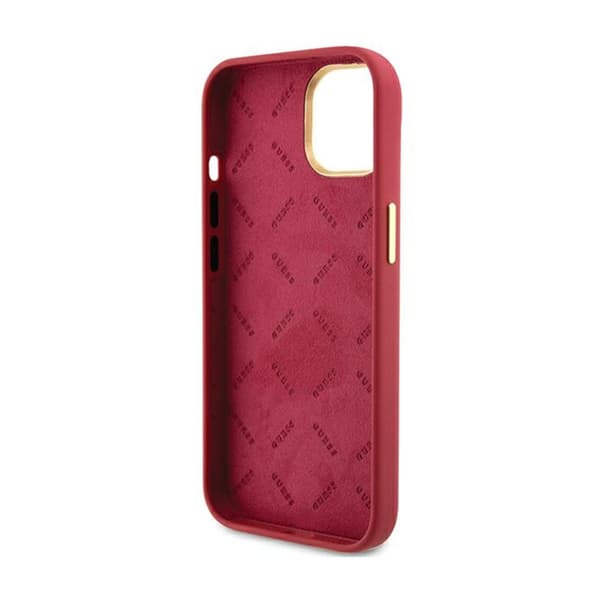 Guess Silicone Script Metal Logo & Frame - iPhone 15 -kotelo (magenta)