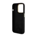 Miniatyrbillede 7 af 8: Guess Silicone Script Metallogo og -ramme - iPhone 15 Pro-etui (sort)