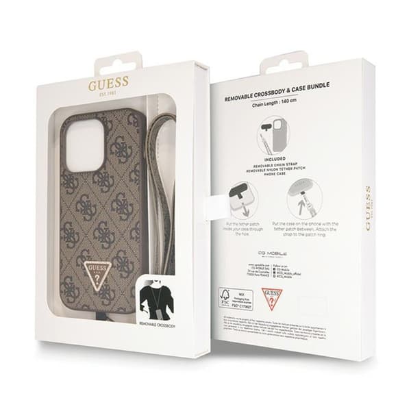 Guess Crossbody 4G metallogo - iPhone 14 Pro-cover (brun)