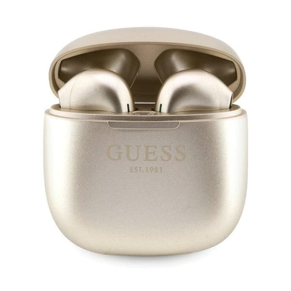 Guess True Wireless Script -logo BT5.3 – TWS-kuulokkeet + latauskotelo (kulta)
