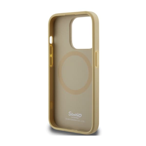 Hello Kitty Læder Kitty Head MagSafe - iPhone 15 Pro Cover (Guld)