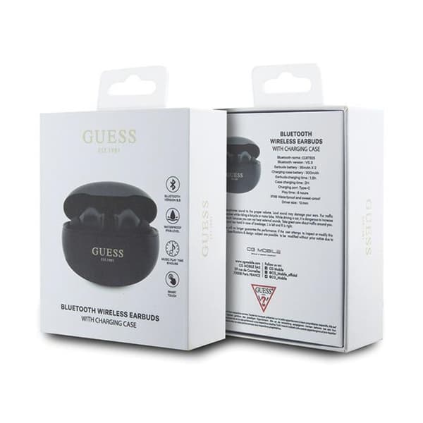 Guess True Wireless Classic EST BT5.3 - TWS hörlurar + laddningsfodral (svart)