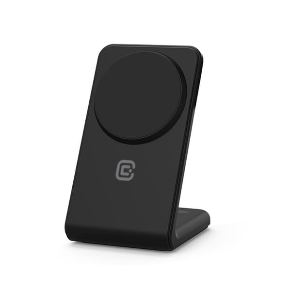 Crong MagSpot Stand - 2i1 trådløs oplader med MagSafe til iPhone og AirPods (sort)