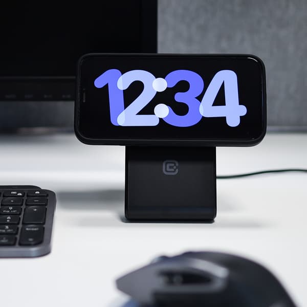 Crong MagSpot Stand - 2i1 trådløs oplader med MagSafe til iPhone og AirPods (sort)