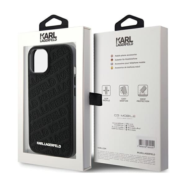 Karl Lagerfeld tikattu K-kuvio - iPhone 15 -kuori (musta)