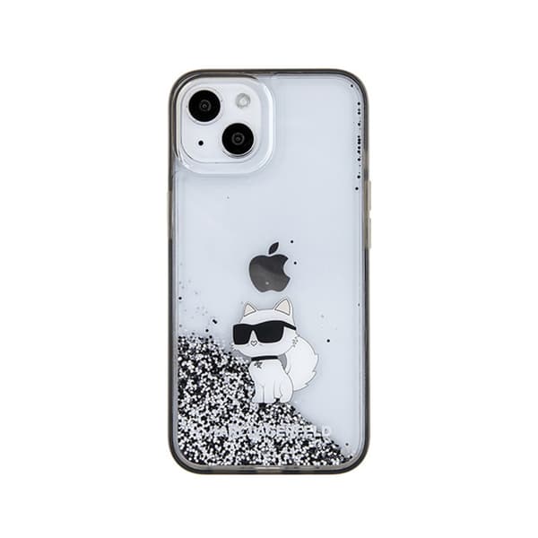 Karl Lagerfeld Liquid Glitter Choupette - iPhone 15 -kotelo (läpinäkyvä)