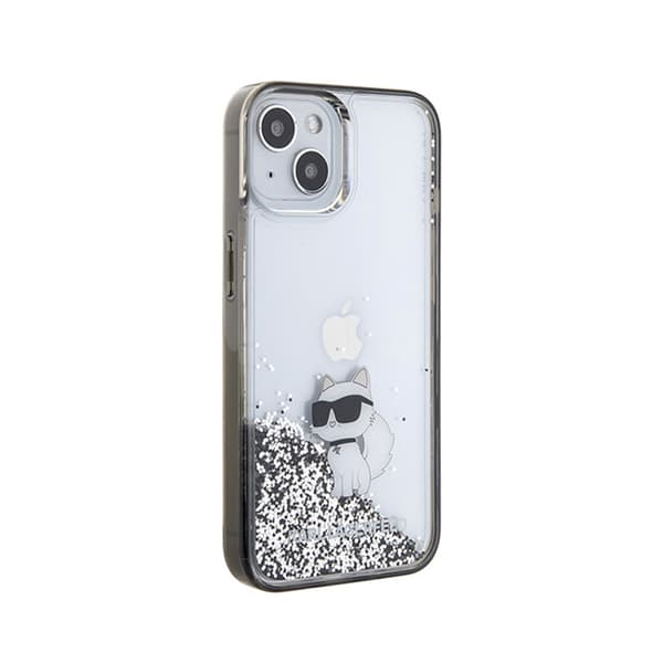 Karl Lagerfeld Liquid Glitter Choupette - iPhone 15 -kotelo (läpinäkyvä)