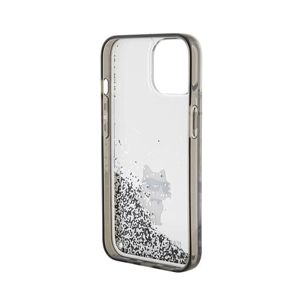 Karl Lagerfeld Liquid Glitter Choupette - iPhone 15 -kotelo (läpinäkyvä)