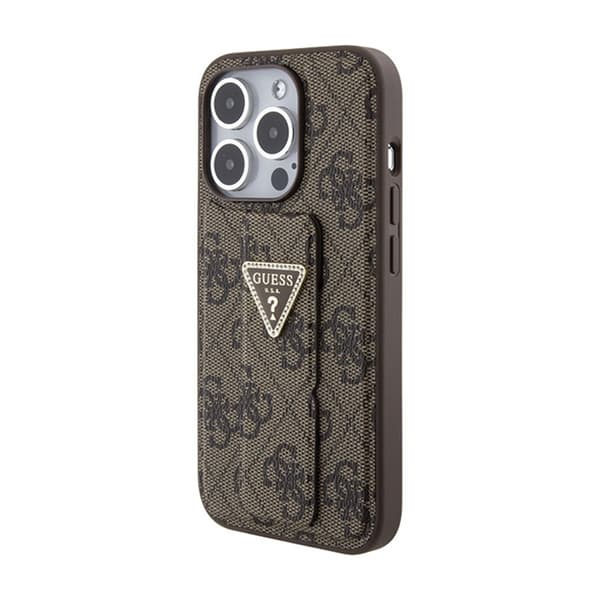 Guess Grip Stand 4G Triangle Strass-logo - iPhone 15 Pro Max etui (brun)
