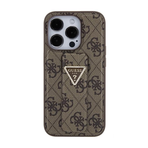 Guess Grip Stand 4G Triangle Strass-logo - iPhone 15 Pro Max etui (brun)