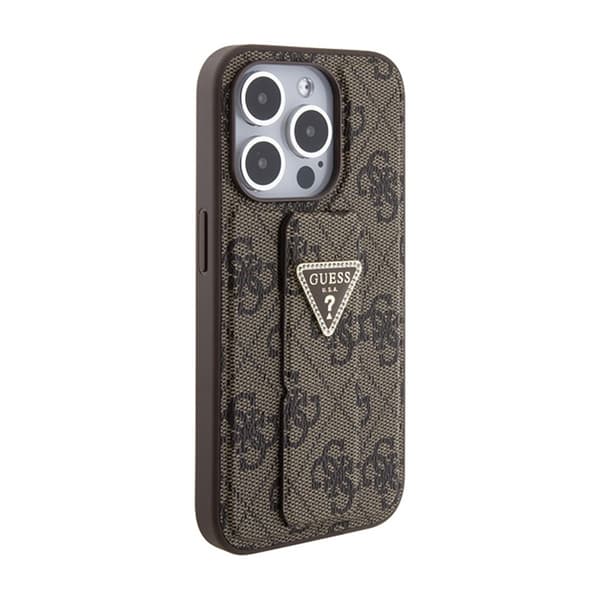 Guess Grip Stand 4G Triangle Strass-logo - iPhone 15 Pro Max etui (brun)