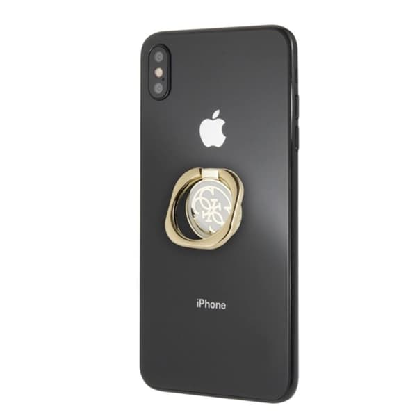 Guess Metal Ring Stand 4G - Magnetisk fingerhållare för telefon med stativfunktion (guld/vit)