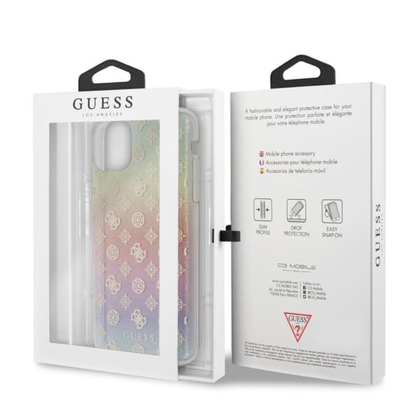 Guess 4G Peony elektropläterat mönster - iPhone 11 Pro Max-fodral (regnbåge)