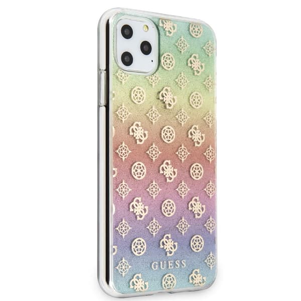 Guess 4G Peony elektropläterat mönster - iPhone 11 Pro Max-fodral (regnbåge)