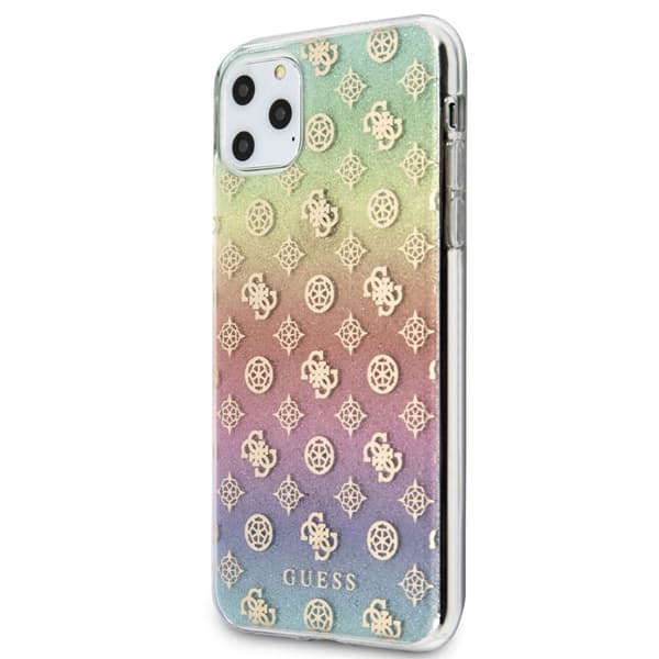 Guess 4G Peony elektropläterat mönster - iPhone 11 Pro Max-fodral (regnbåge)