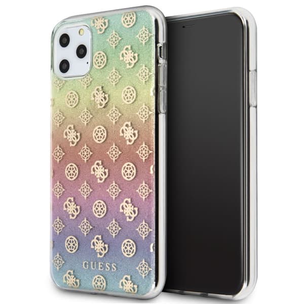 Guess 4G Peony elektropläterat mönster - iPhone 11 Pro Max-fodral (regnbåge)