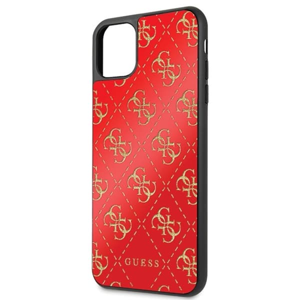Guess 4G Double Layer Glitter Case - iPhone 11 Pro Max -kotelo (punainen)