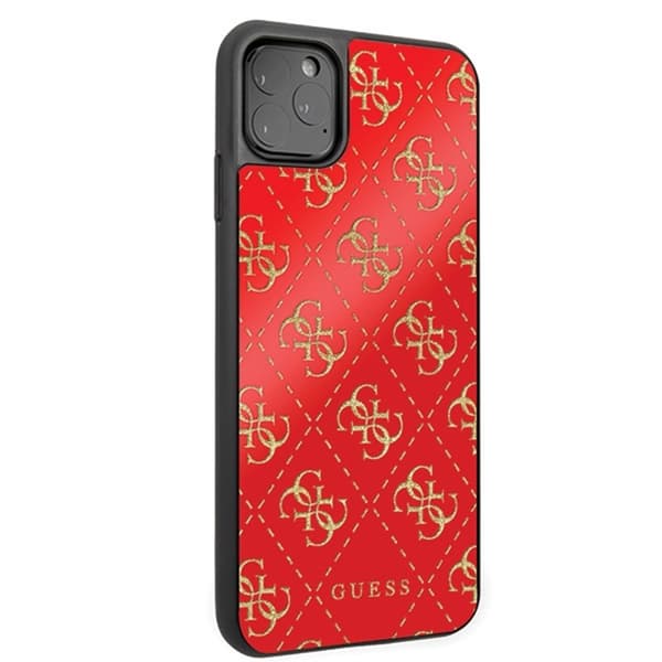 Guess 4G Double Layer Glitter Case - iPhone 11 Pro Max -kotelo (punainen)