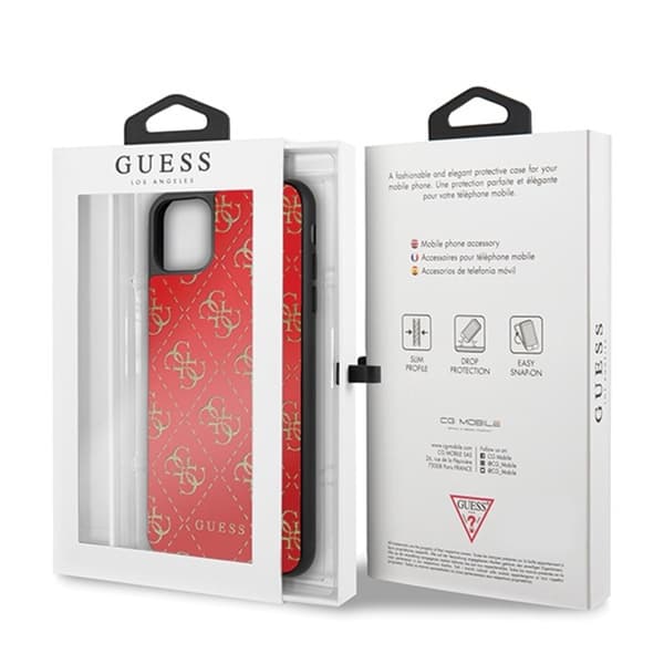 Guess 4G Double Layer Glitter Case - iPhone 11 Pro Max -kotelo (punainen)